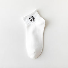 5 Pairs Women's Panda Print Cotton Ankle Socks