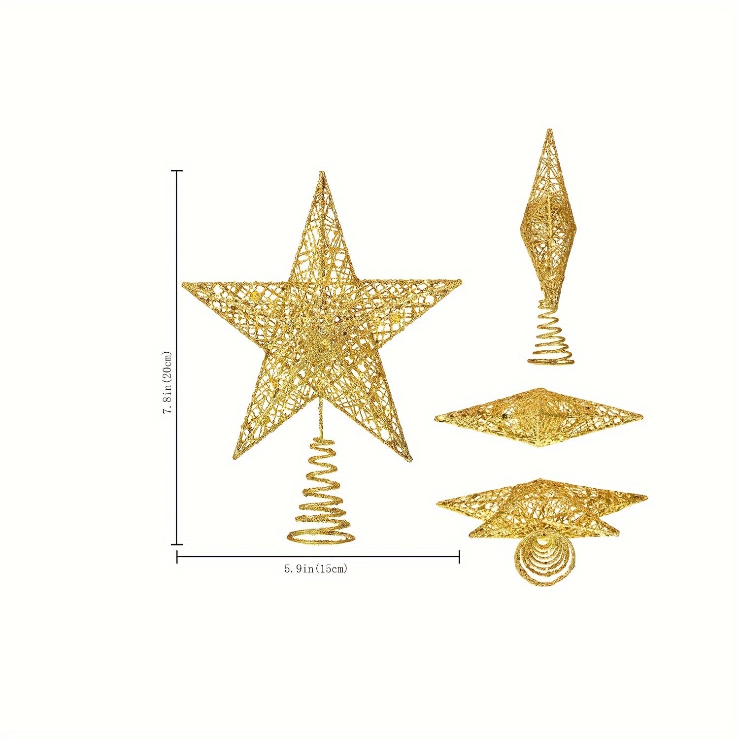 Glittering Golden Star Tree Topper Indoor Holiday Decoration