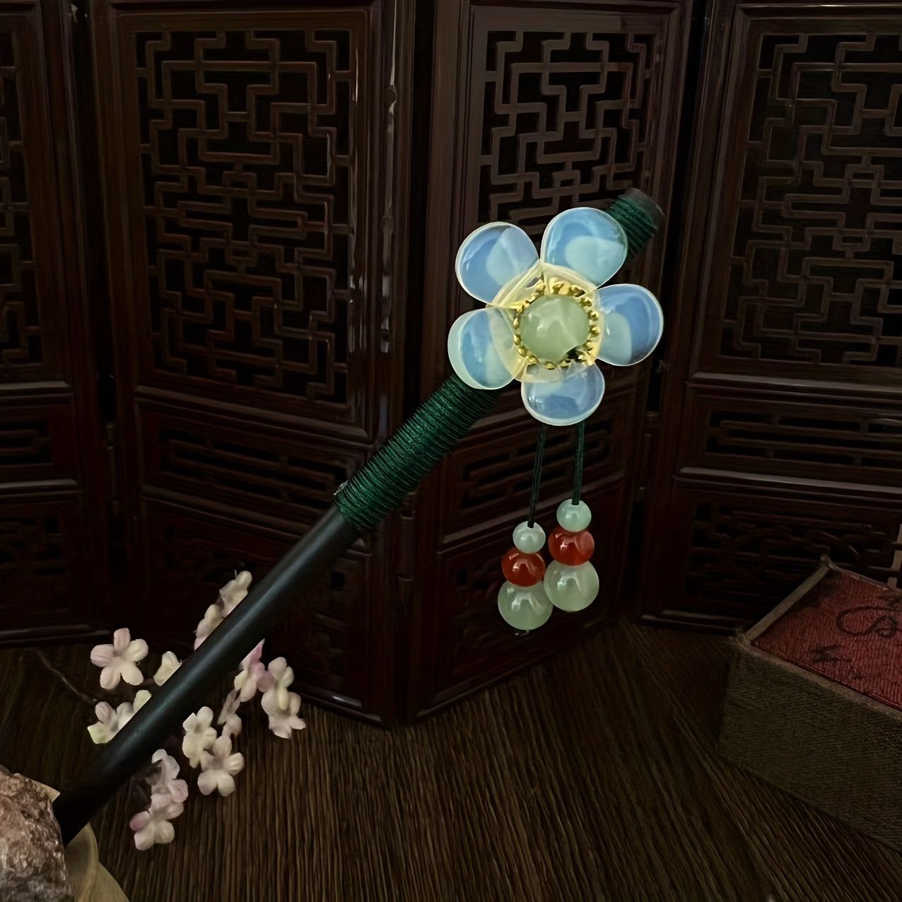 Flower Wooden Hair Pin Retro Hair Stick Resin Hair Bun Maker Non Slip Hair Decor