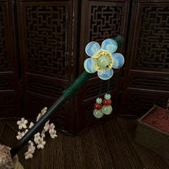 Flower Wooden Hair Pin Retro Hair Stick Resin Hair Bun Maker Non Slip Hair Decor