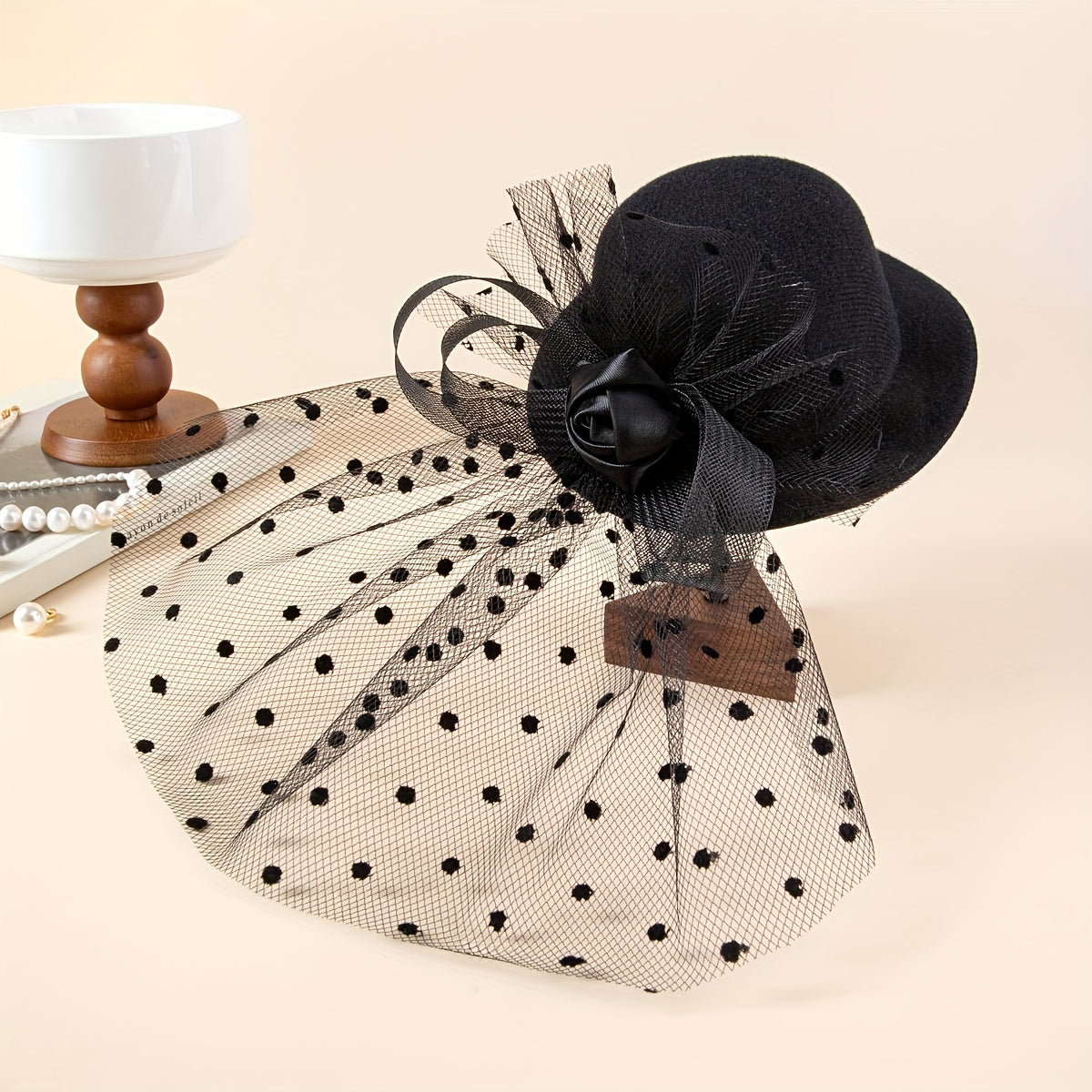 Girls Polka Dot Mesh Flower Hair Clip Headwear Princess Accessories