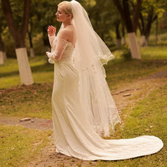 Bridal Shawl with Glowing Lights & Satin Bow