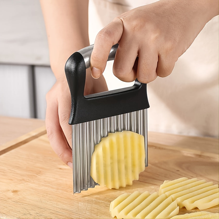 1pc Crinkle Cutter Wavy Chopper Stainless Steel Safe Kitchen Tools Shell Slicer