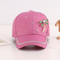 Rhinestone Dragonfly Summer Cap for Big Girls