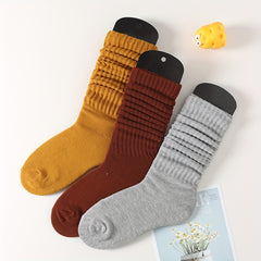 3 Pairs Comfy & Soft Solid Socks Women's Stockings
