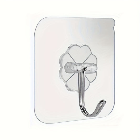 5 Transparent Reusable Wall Hooks Waterproof Adhesive Strong Seamless Paste