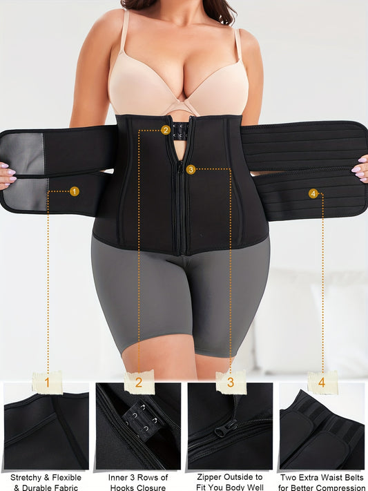 2 Pack Plus Size Sports Shapewear Set Women's Plus Tummy Control Waist Belt
