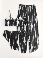  Vacay Bikini Set Tie Dye Ruched Swimsuit 3 Pcs
