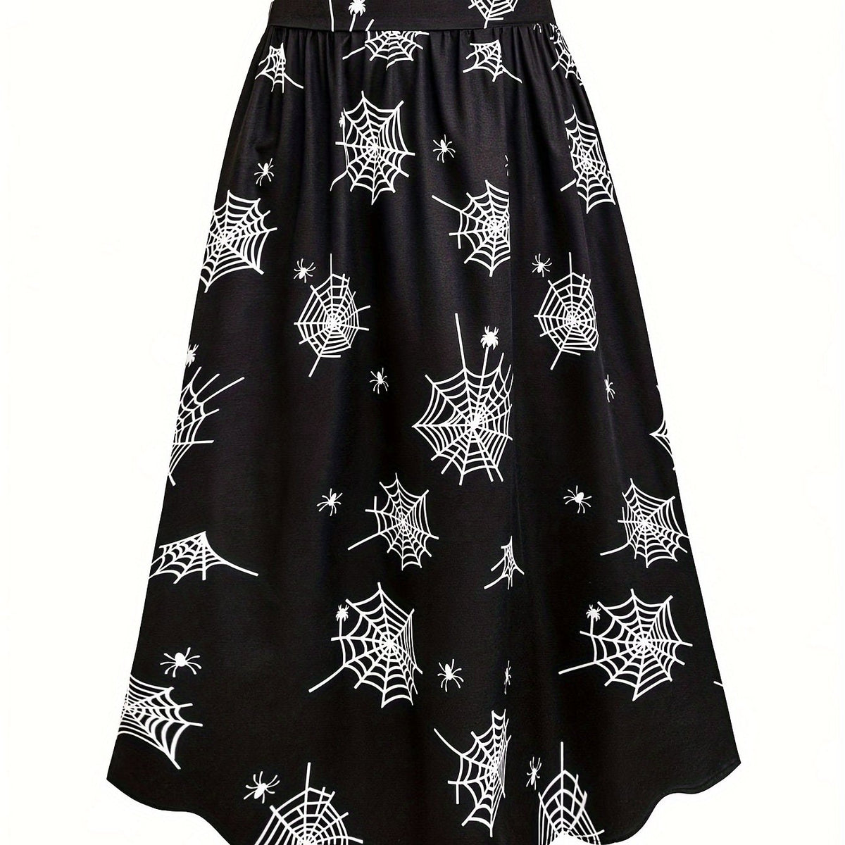  Halloween Spider Web Print Maxi Skirt