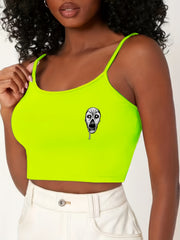 Gothic Skull Print Cami Sleep Tops Sleeveless Halloween Top