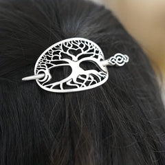 Vintage Viking Style Hairpin Tree Of Life Barrette Silvery Hairpin Celtic Barret