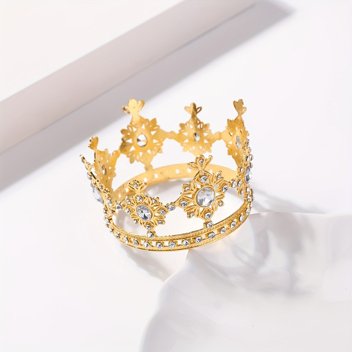 Golden Alloy Crystal Crown Headband Hair Accessory