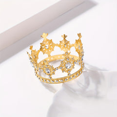 Golden Alloy Crystal Crown Headband Hair Accessory