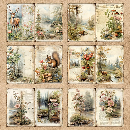 10 Sheets A5 Retro Forest Animal Decoration DIY Tools Stationery