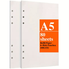 A5 Filler Paper 160 Pages Blank Loose Leaf 6 Hole Punched Refill