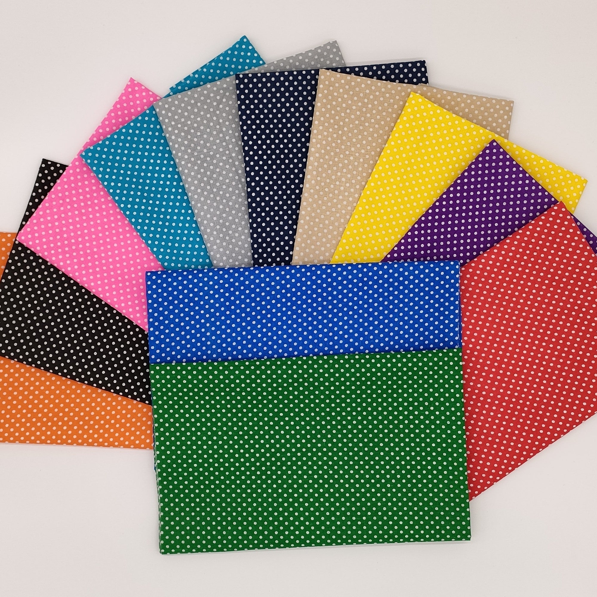 12pcs Small Dots Pre Cut Fabric Patchwork Crafting Sewing