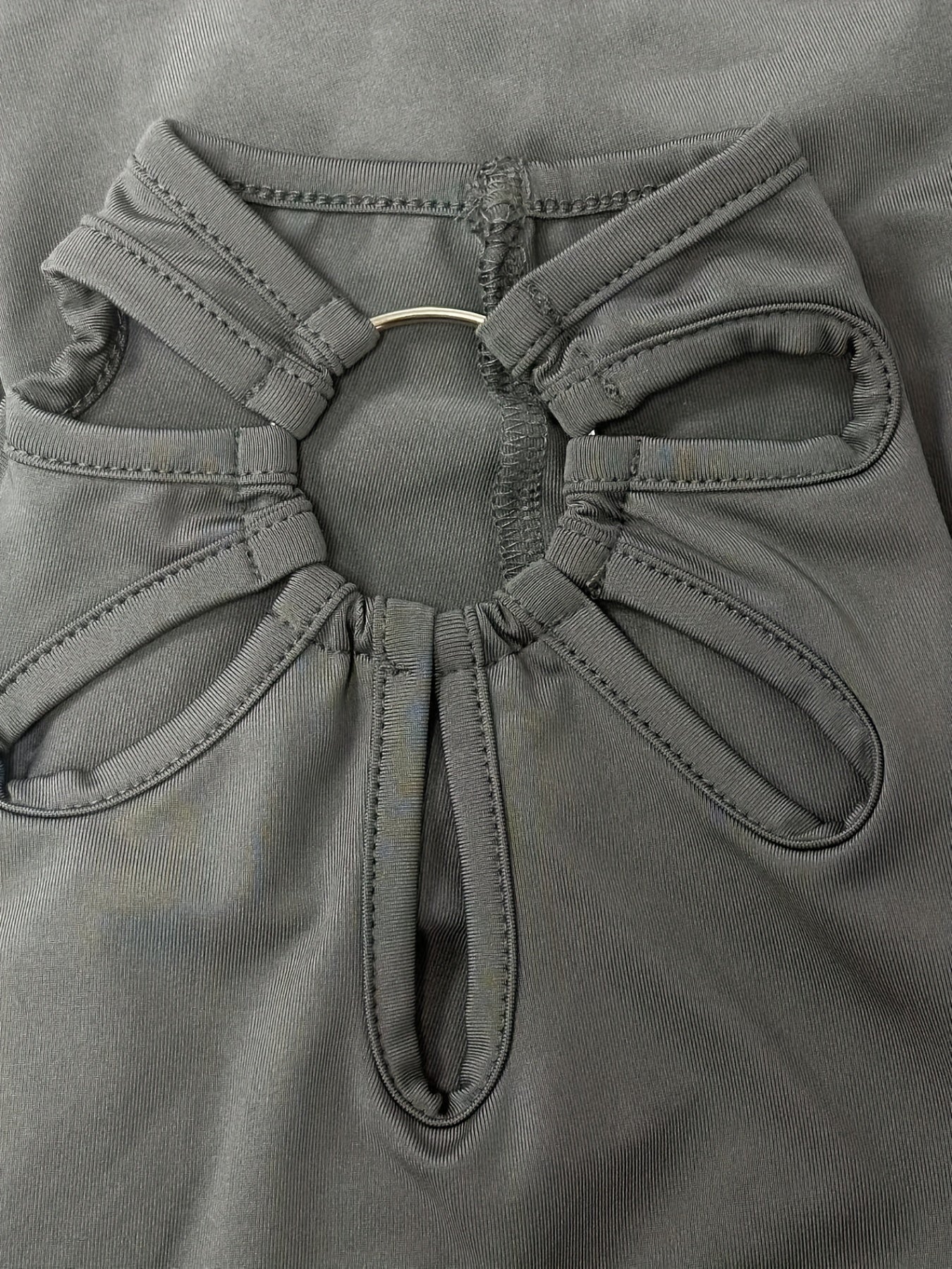  Solid Cut Out Ring Skinny Leggings