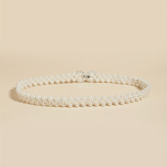 Faux Pearl Waist Chain Elastic Belt Snowflake Buckle Girdle