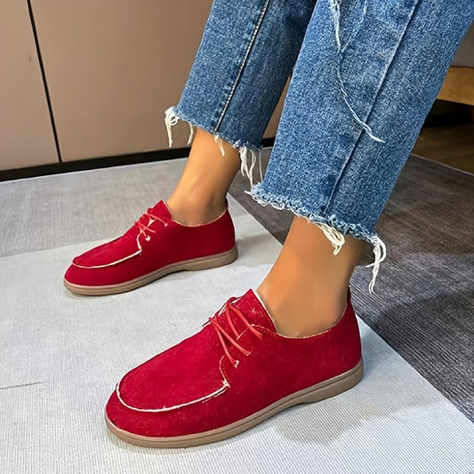 Women's Plush Loafers Fleece Liner Lace Up Shoes
