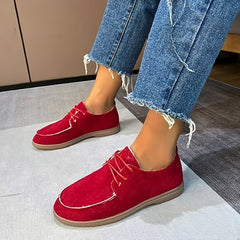 Women's Plush Loafers Fleece Liner Lace Up Shoes