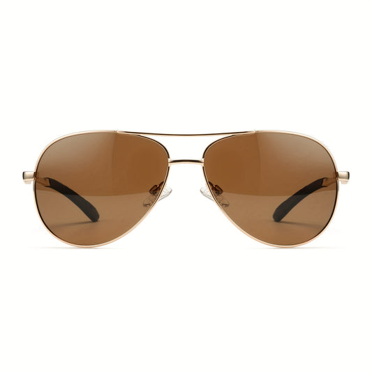 OUWEN Polarized Aviator Sunglasses Men Flexible Metal Sun Glasses VF2202