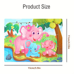 Wooden Jigsaw Puzzle Cartoon Animal Parent Child Theme Educational Toys