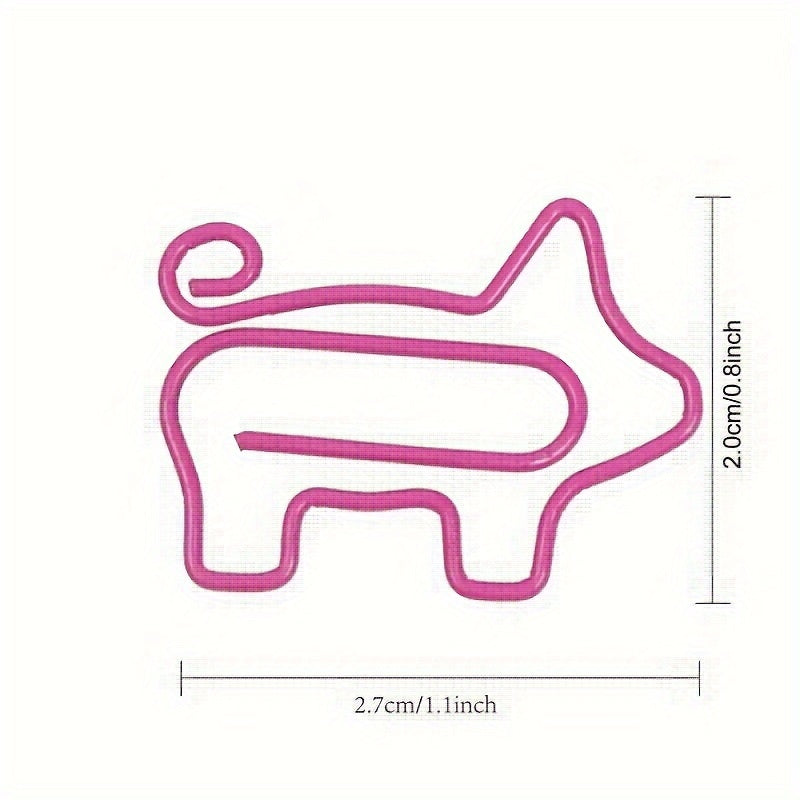 20pcs Pink Piggy Paper Clip Animal Shape Bookmark