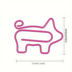 20pcs Pink Piggy Paper Clip Animal Shape Bookmark