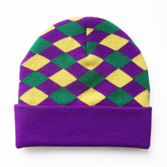 Knitted Striped Hats Purple Winter Cap