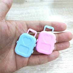2pcs Mini Suitcases Trolleys Doll House Decoration