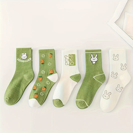 Men's Cartoon Rabbit Crew Socks Breathable Casual Unisex Outdoor All Seasons