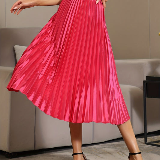 Elastic Waist Pleated Skirt for Women's Spring & Summer Clothing