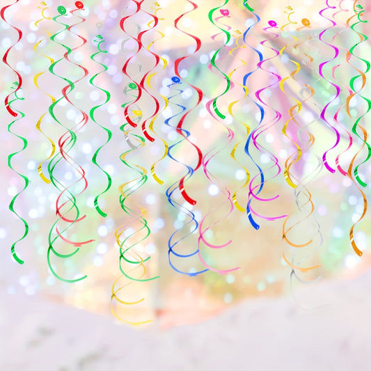 18pcs Colorful Foil Swirl Hanging Decoration For Birthday Christmas Wedding