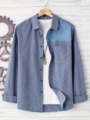 Men's Solid Button Down Long Sleeve Shirts with Pockets