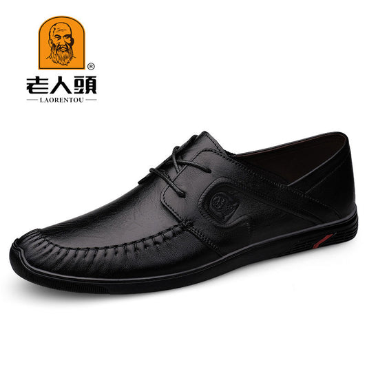 LAORENTOU Men's Leather Casual Shoes Comfortable Breathable Anti-skid