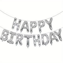 13pcs Birthday Balloon Set Golden Silvery Pink Happy Birthday Party Decoration