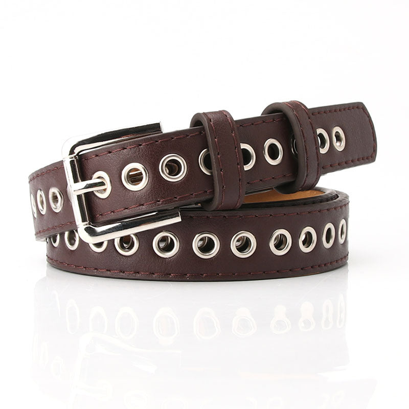 Metal Grommets Rivets Pin Buckle Women's Belts Slim Waistband
