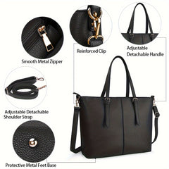 Women's Laptop Tote Bag Waterproof PU Leather Briefcase for Business Office Work