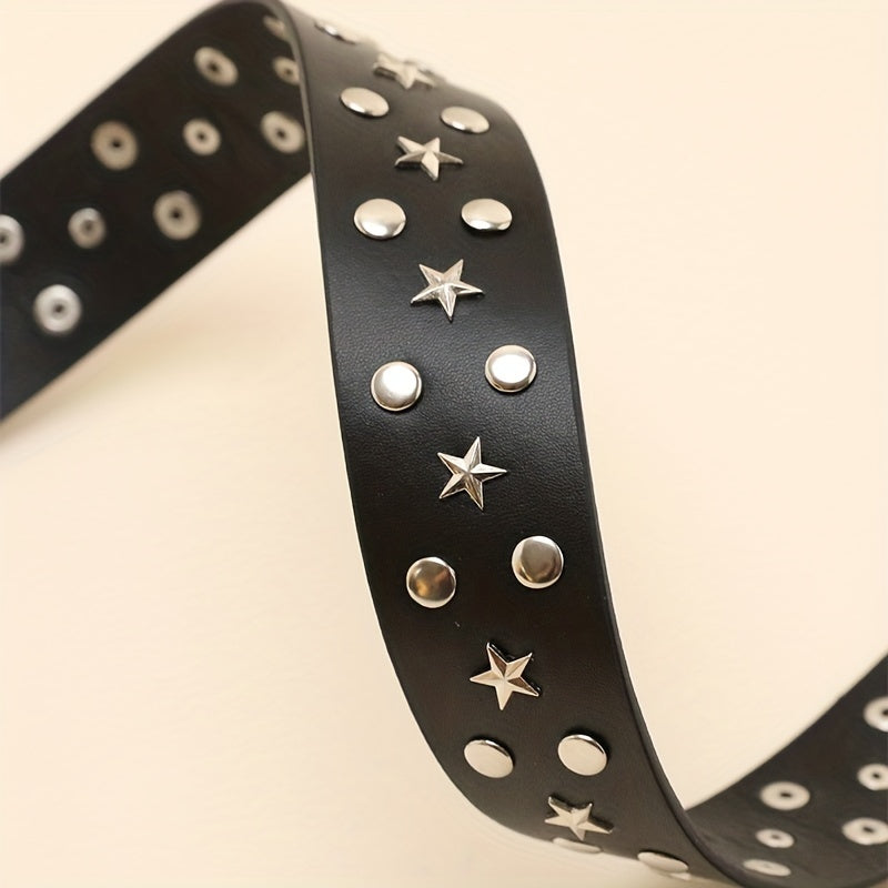 Square Pin Buckle Rivet Belt PU Leather Punk Belt Unisex