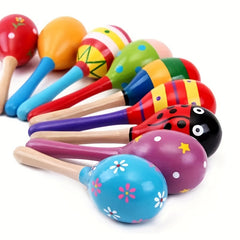 5pcs Cartoon Print Maracas & Sand Hammer Musical Instrument Rattle Shaker Toy