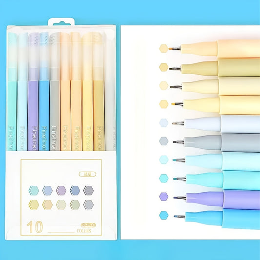 10pcs Colorful Fiber Tip Markers Set