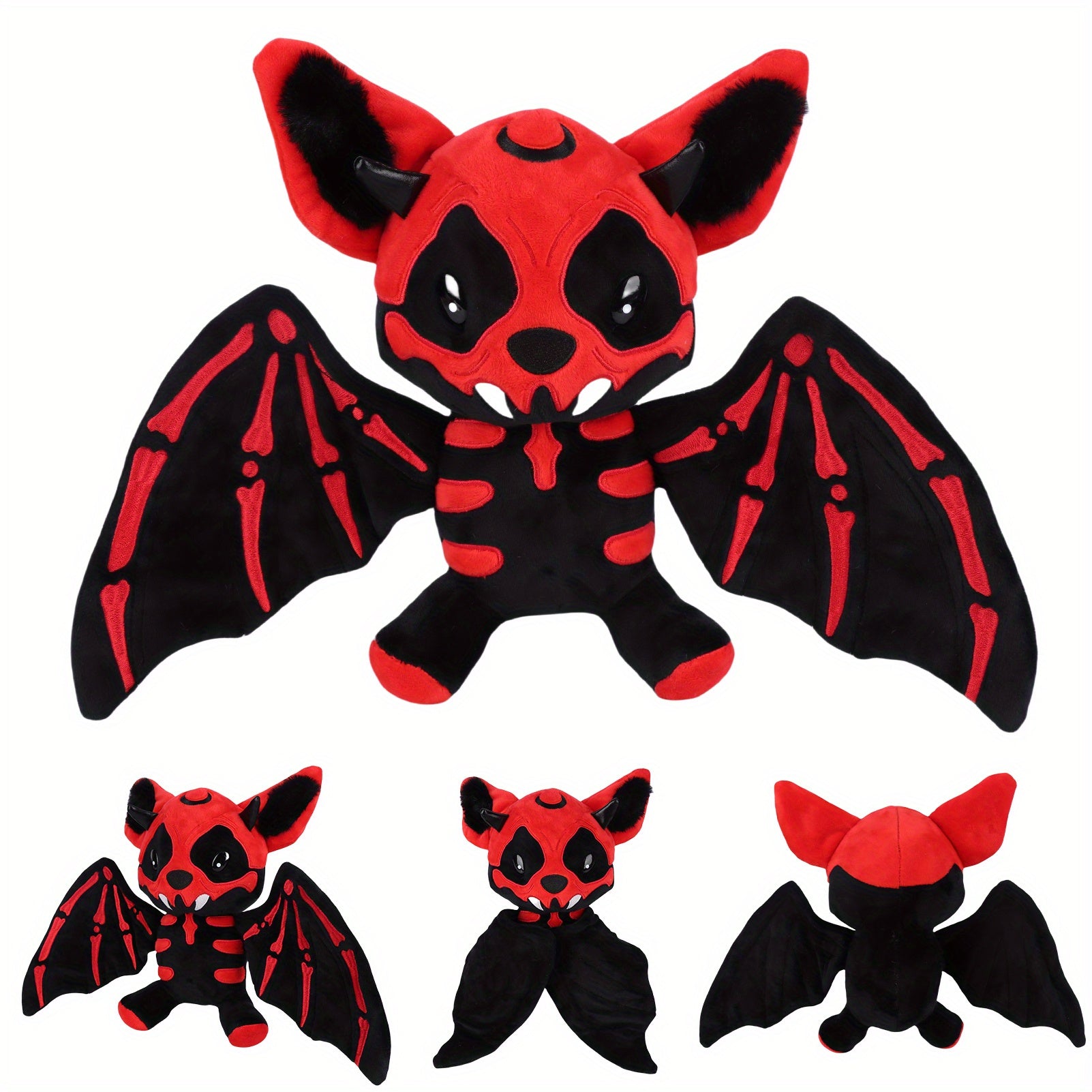 11in Skeleton Halloween Bat Plush Toy Soft Stuffed Animal Doll