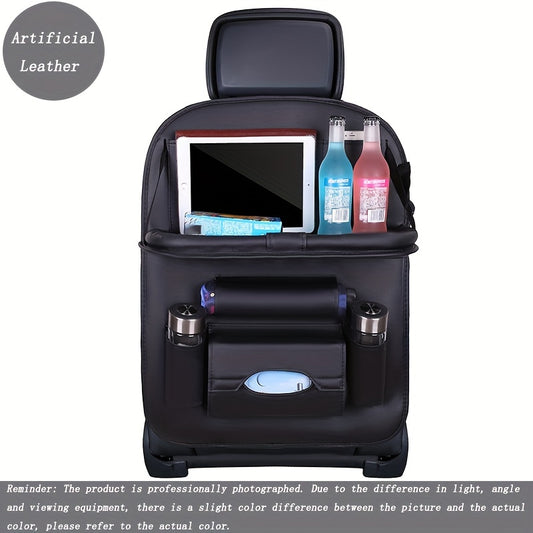 Car Leather Storage Bag & Tray for Kids' Snacks and Toys
