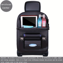 Car Leather Storage Bag & Tray for Kids' Snacks and Toys