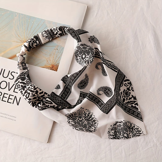 Paisley Print Headband Triangle Head Scarf Elastic Fabric Turban Women