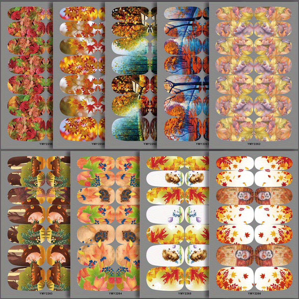 Maple Leaf Nail Art Stickers Full Wrap Nail Polish Strips with Files