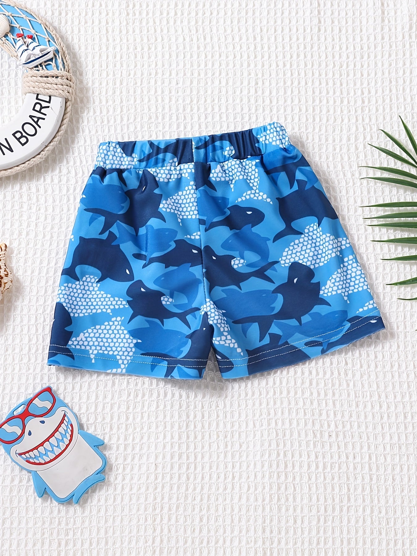 Boys Cartoon Shark Trunks for Beach Vacation