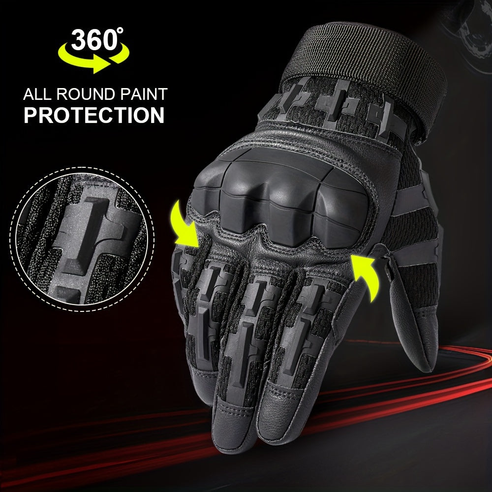 Men's Touch Screen Rubber Hard Knuckle Gloves Non Slip Full Protection Gear