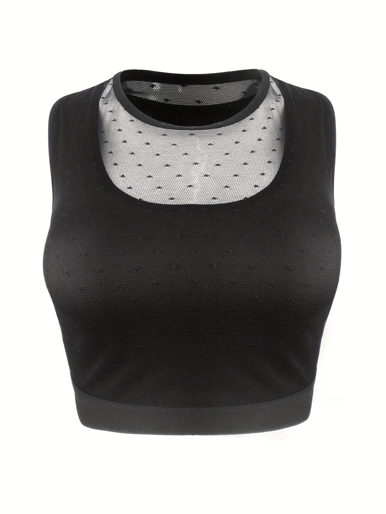  Sports Bra Women's Plus Contrast Polka Dot Mesh Racer Back Bra