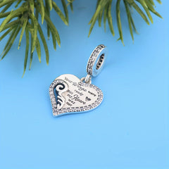 925 Silver Zircon Feather Heart Pendant DIY Jewelry Gift